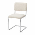 Esszimmerstuhl aus Metall und Stoff in Creme