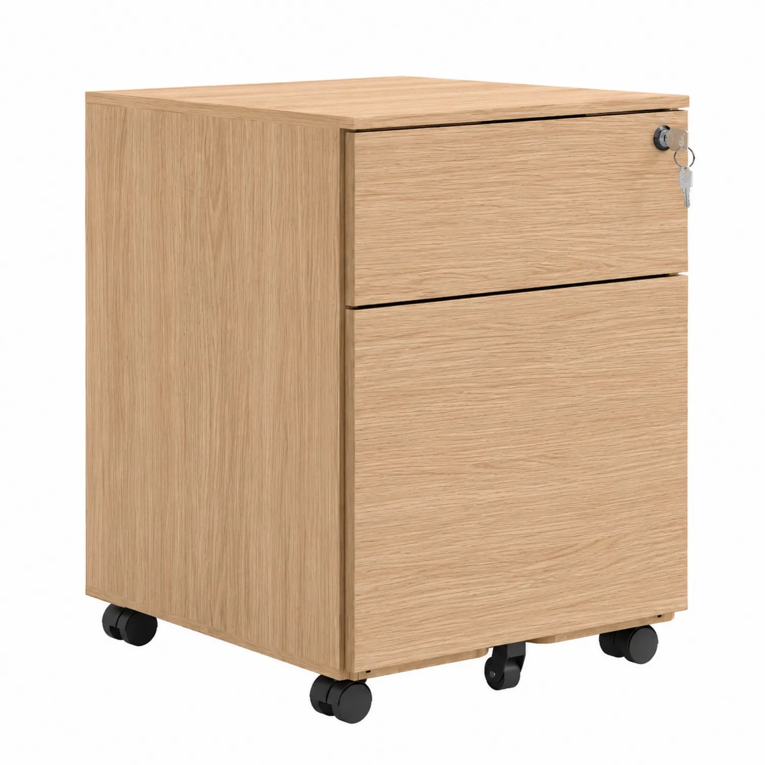 Aktenschrank mit Rollen Eichenfurnier 2 Schubladen 40x50x60 cm