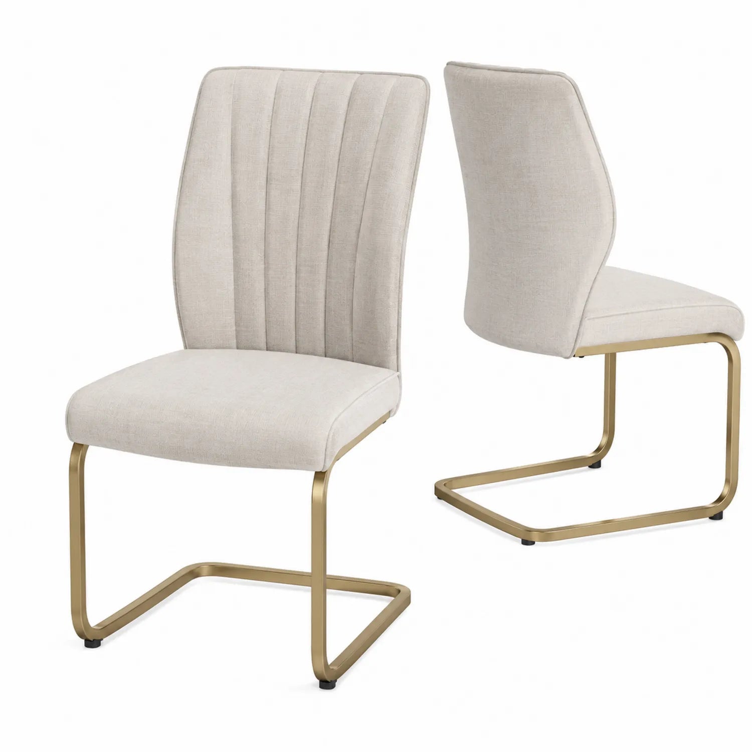 Esszimmerstühle Set Stoff Beige Metall