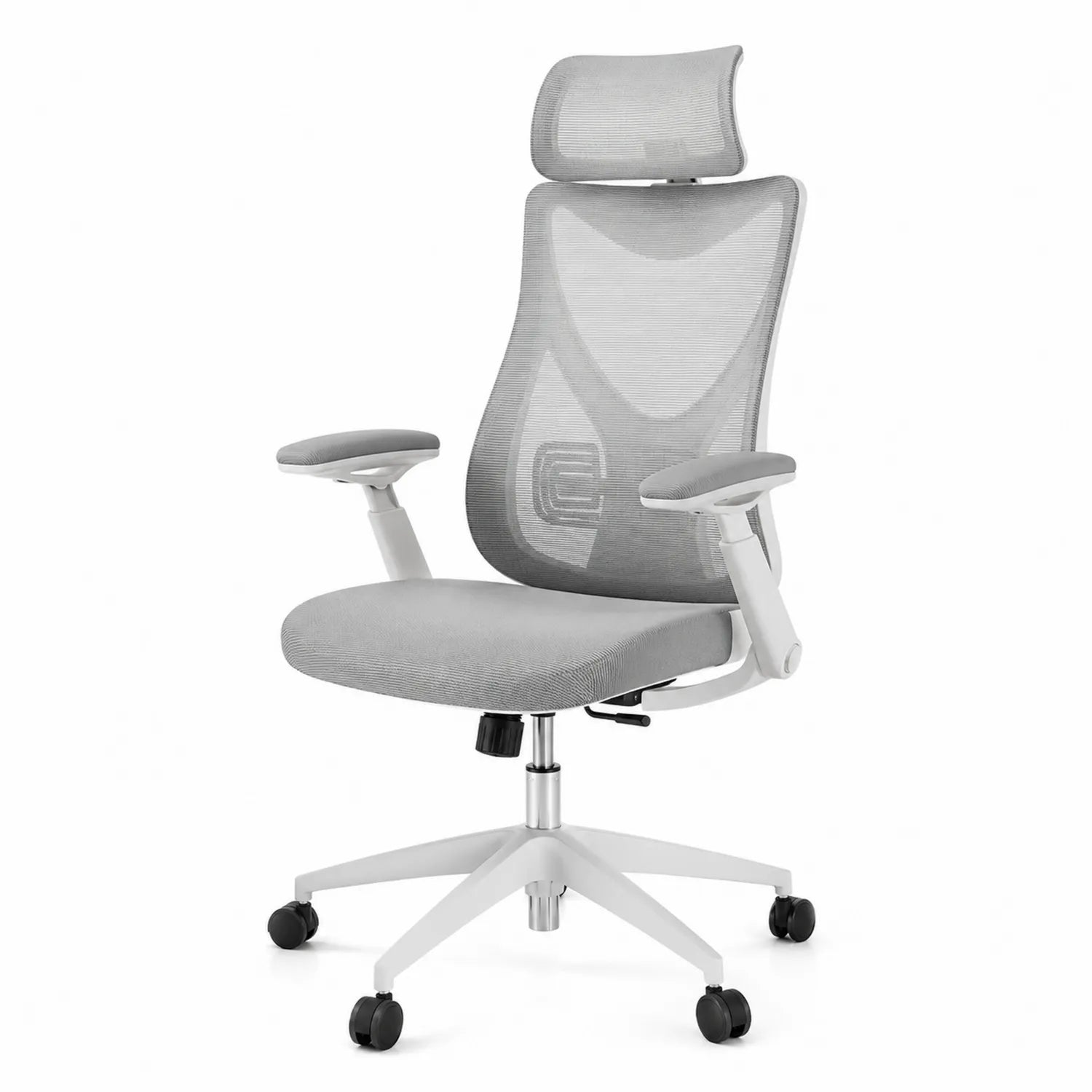 Ergonomischer Bürostuhl aus Metall und Mesh Grau mit Kopfstütze