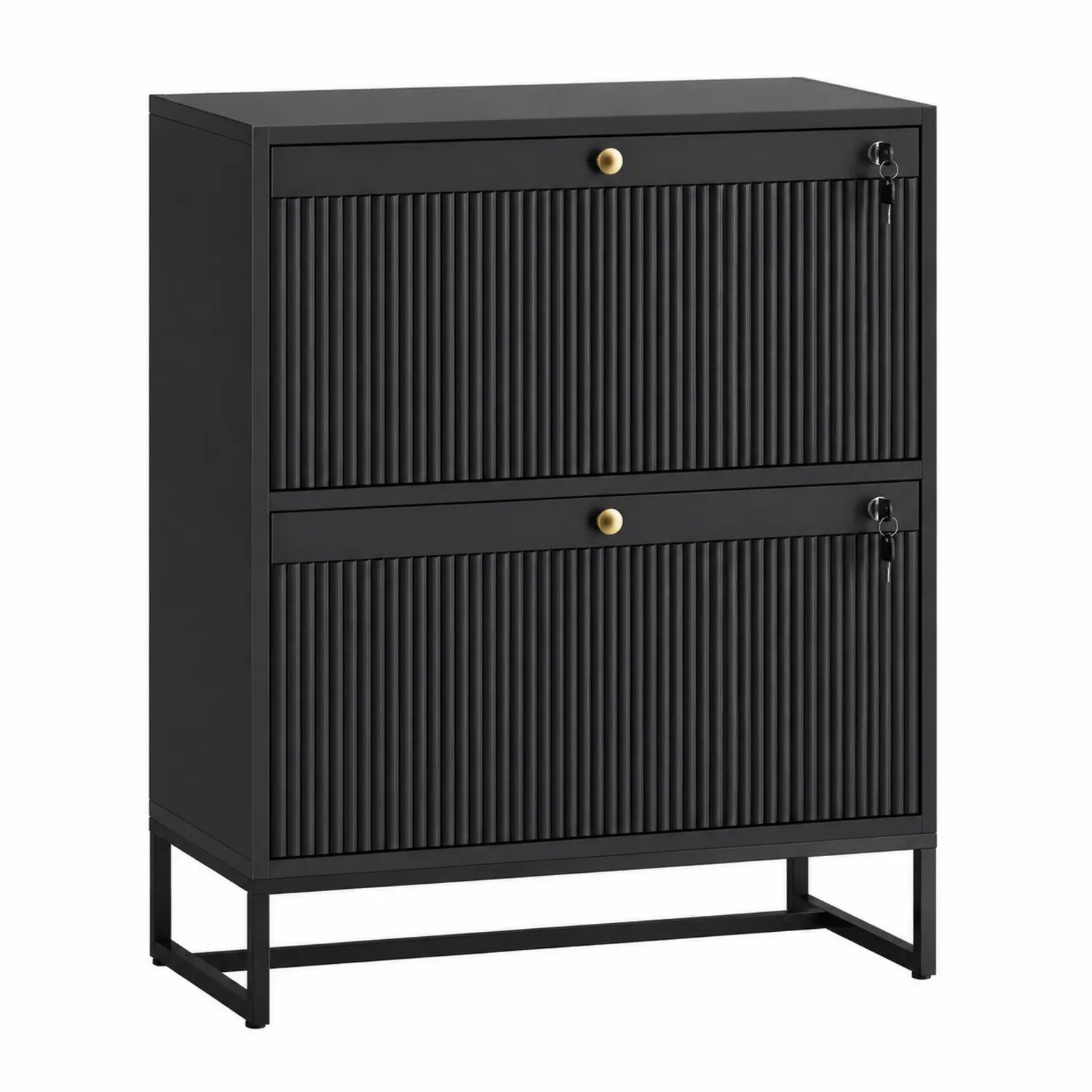 Metallschrank Schwarz 2-türig mit Schlüsselverriegelung
