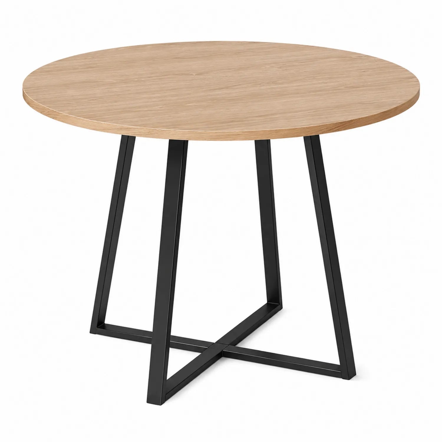 Runder Esstisch aus Eichenfurnier und Stahl, Ø 100 cm