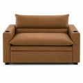 Mikrofaser-Sofa mit Becherhaltern, Holzrahmen, Braun