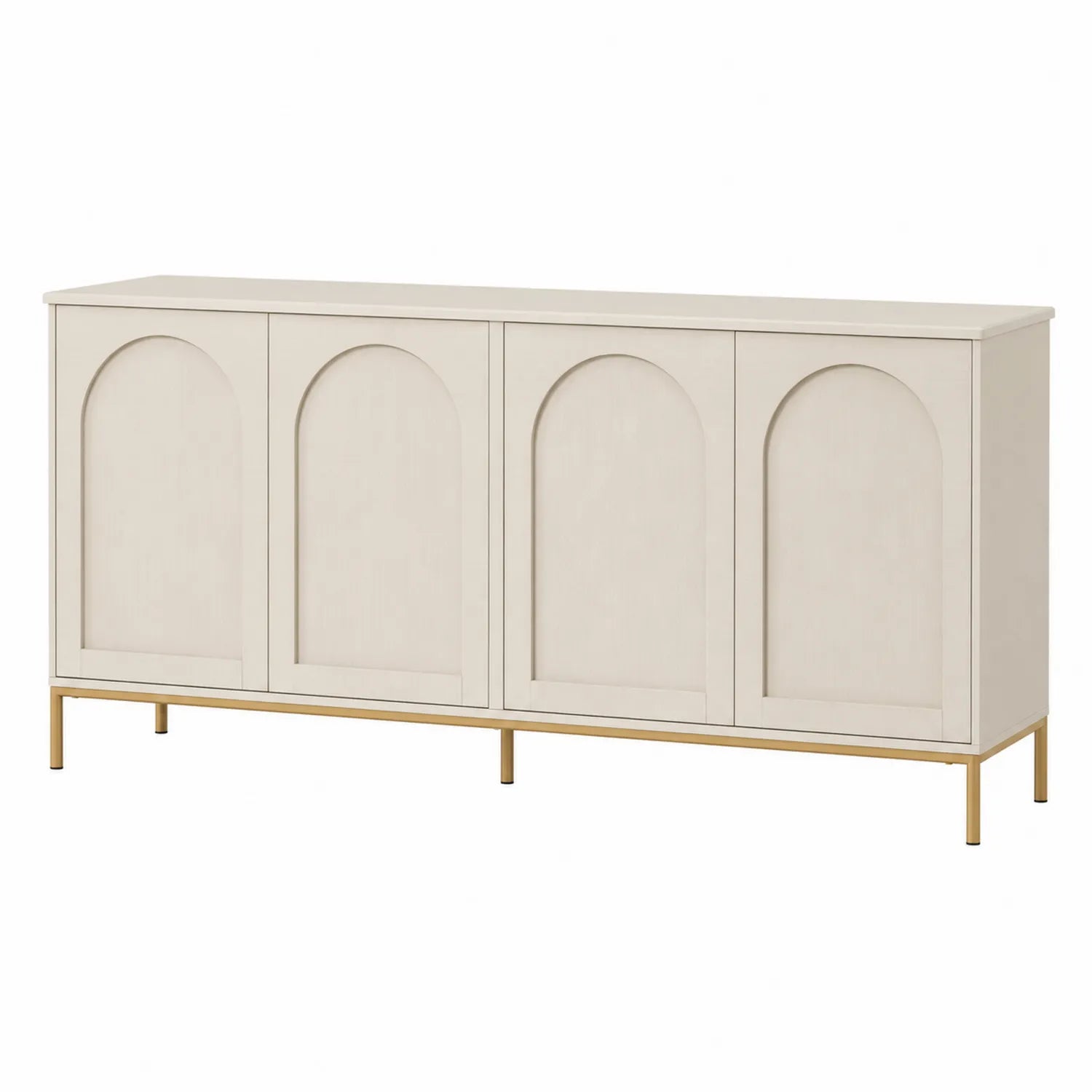 Sideboard mit 4 Türen MDF Weiß mit Metallgestell