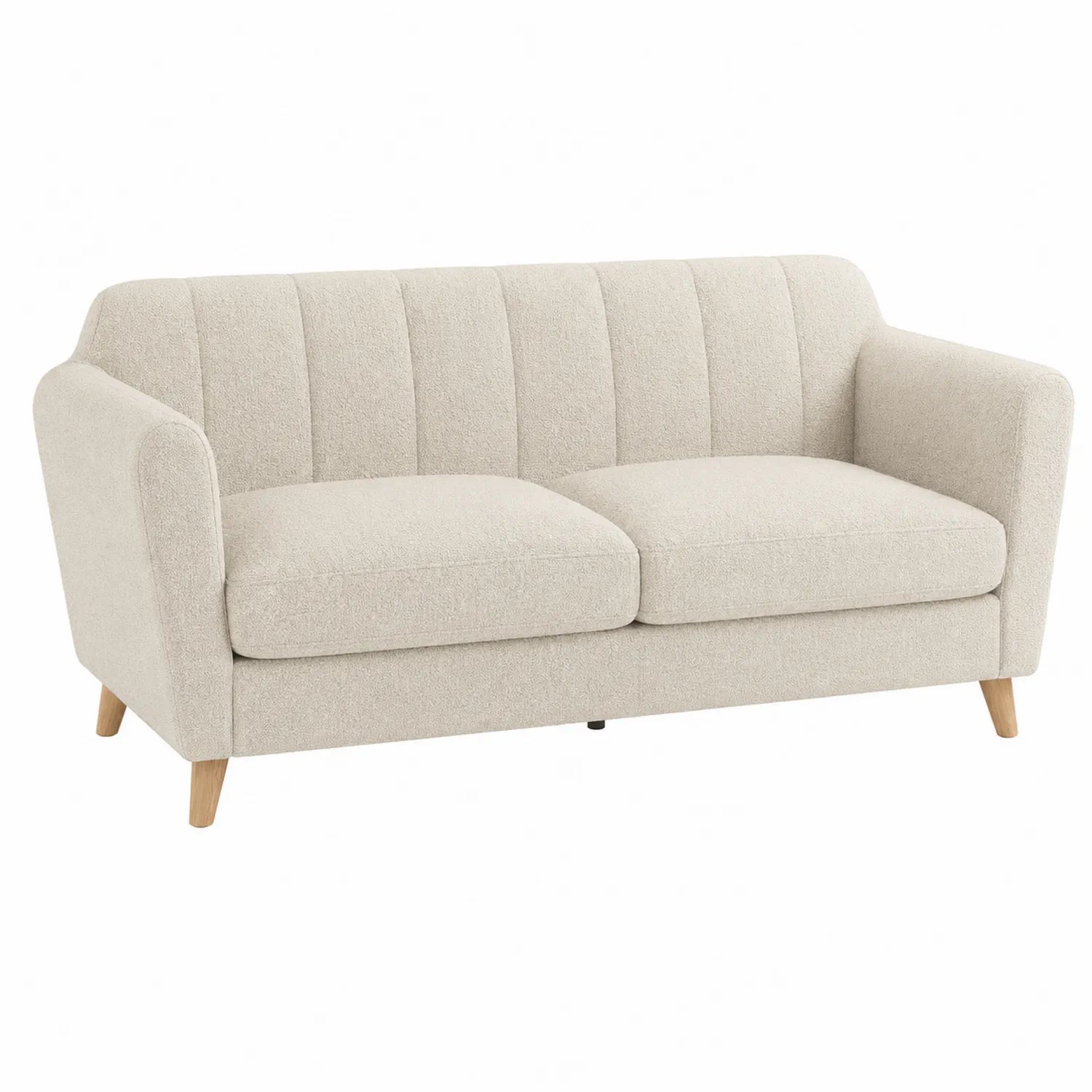 3-Sitzer Sofa Stoff Beige mit Eichenholzbeinen