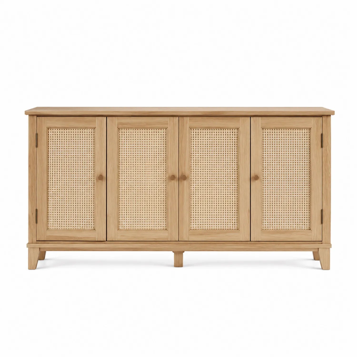 Sideboard aus Holz und Rattangeflecht, 4-türig, 200x45x85 cm