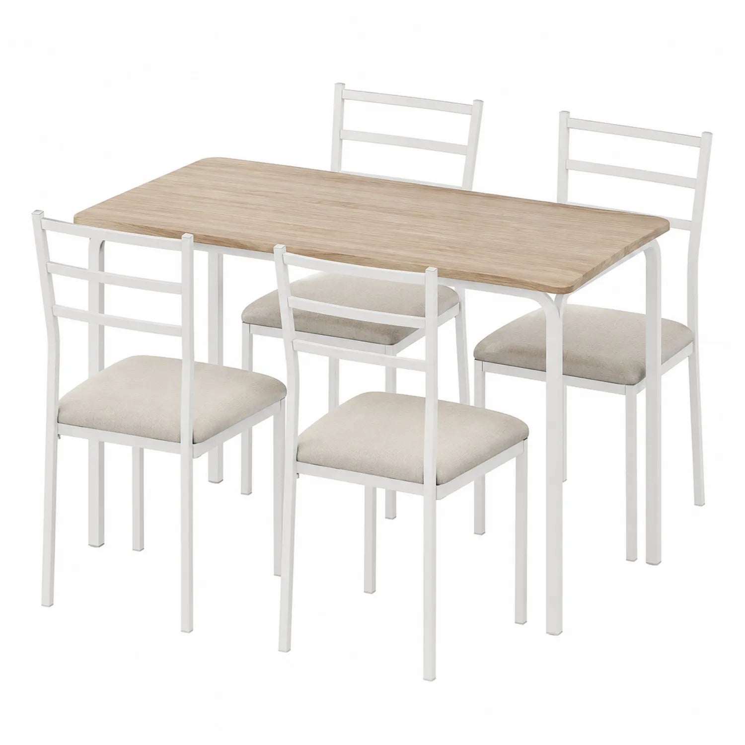 Essgruppe 5-teilig Holz Metall Beige 110x70x75cm