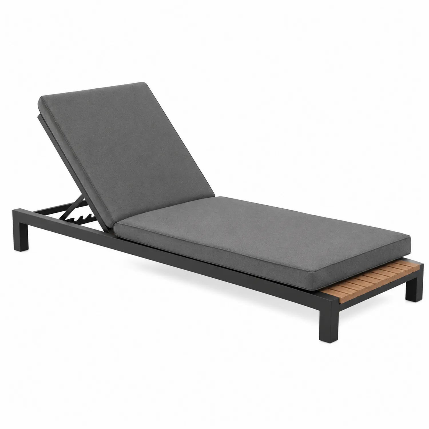 Gartenliege Aluminium Teakholz Dunkelgrau 200x70x35 cm