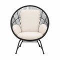 Schwarzer Stuhl mit Polyrattan Beige Kissen