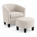 Stoffsessel mit Hocker Set Beige