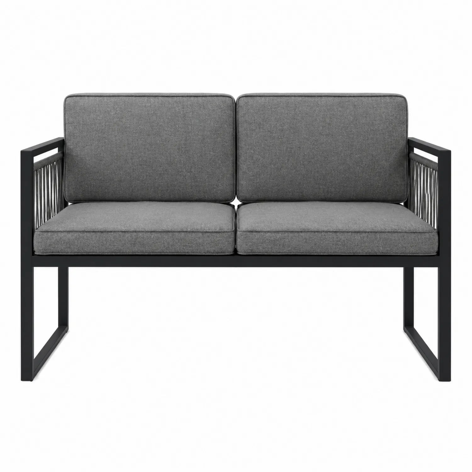 Gartensofa 2-Sitzer Metall Stoff Dunkelgrau 130 cm