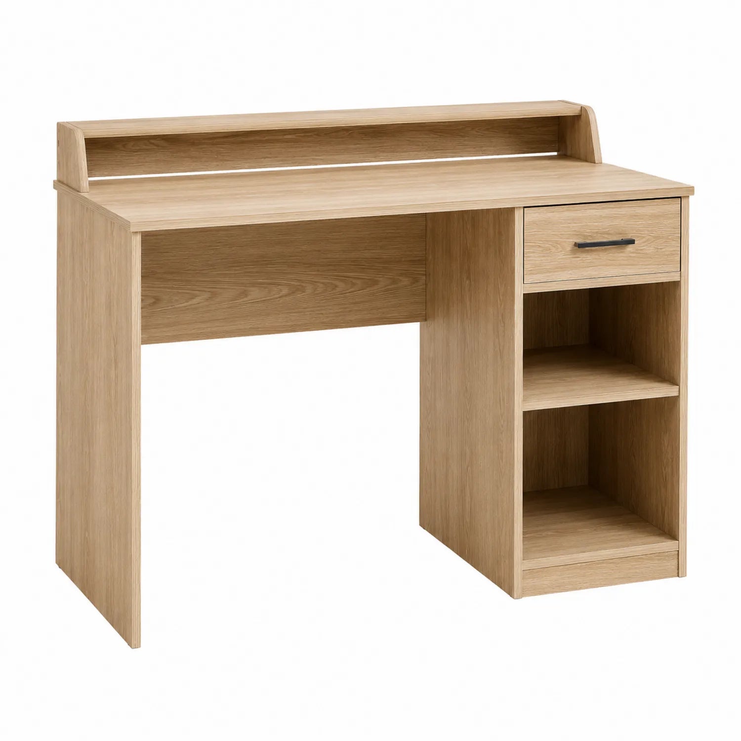Schreibtisch aus Holzwerkstoff im Eiche Dekor mit Schublade und Regal