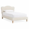 Einzelbett Stoff Beige mit Holzbeinen