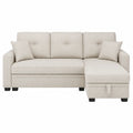 Ecksofa mit Schlaffunktion Leinen Beige