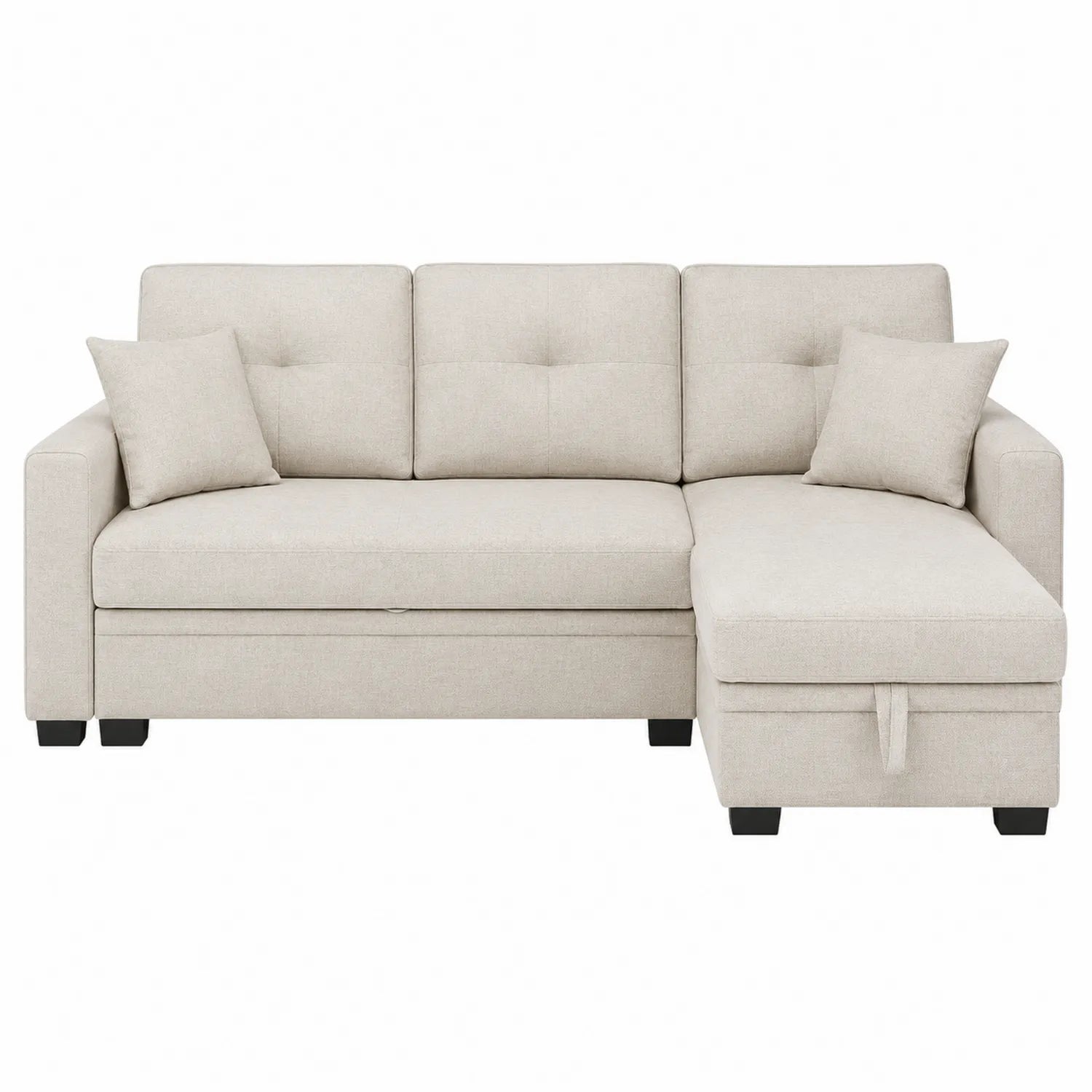 Ecksofa mit Schlaffunktion Leinen Beige