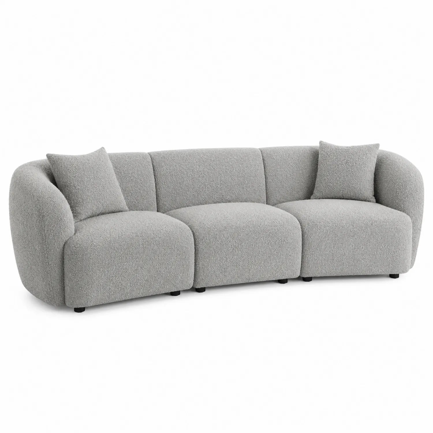 Ecksofa aus Bouclé-Stoff mit Kissen Grau
