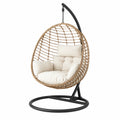 Hängesessel mit Stahlrahmen und PE-Rattan Beige