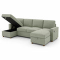 Ecksofa mit Stauraum und USB-Ladeanschluss Hellgrün